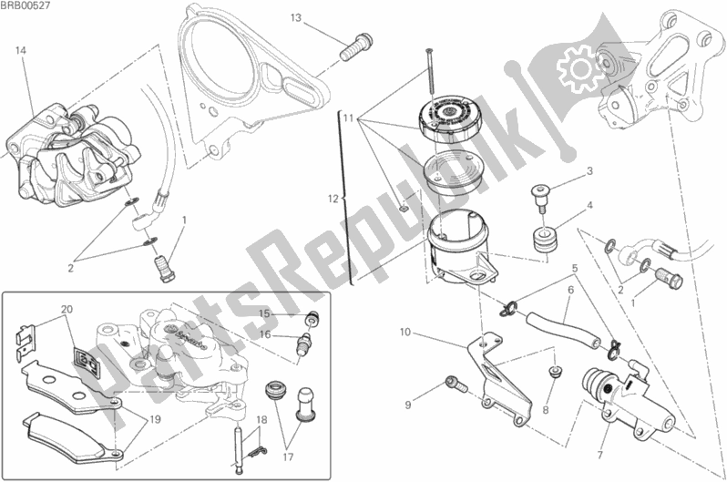 All parts for the Rear Brake System of the Ducati Diavel Xdiavel S Thailand 1260 2019